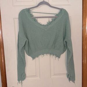 Mint Green Cropped Sweater